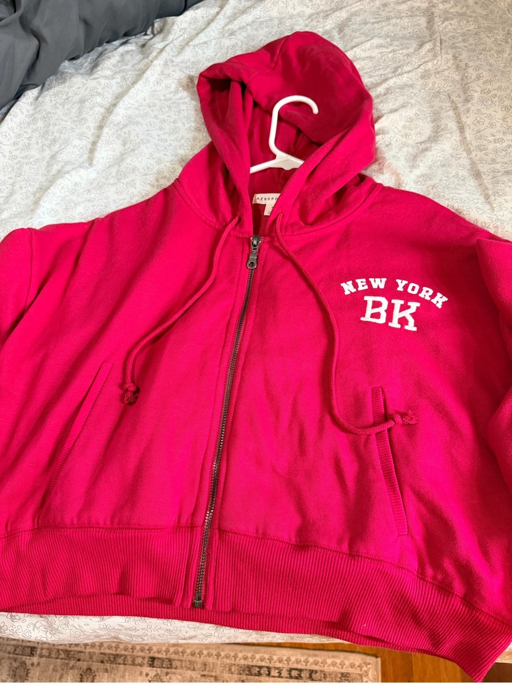 Aeropostale Brooklyn Oversized Cropped Full-Zip Hoodie M